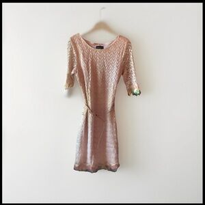 Connected Apparel Size 10 Blush Lace Iridescent Disc Trimmed Dress
